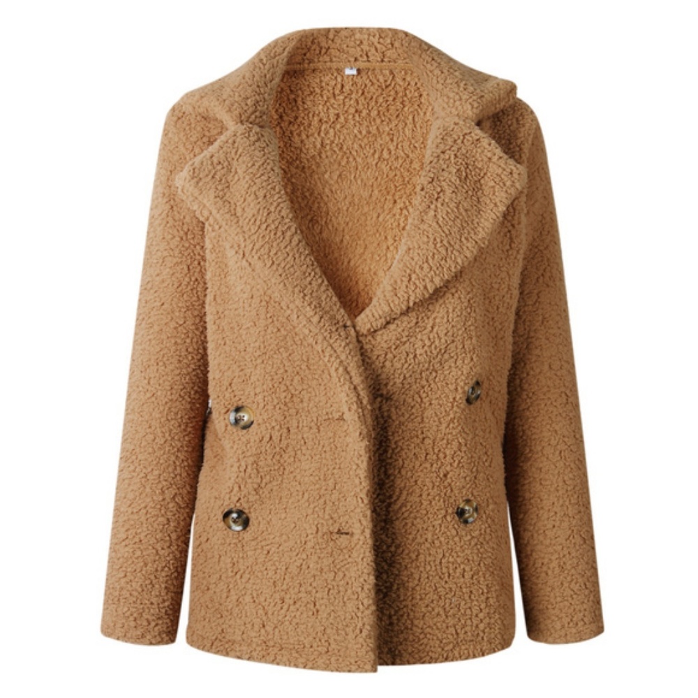 Beige Fleece Jacket Coat - Picture 4 of 6
